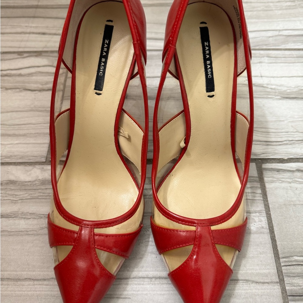 Zara Red Cutout Heels